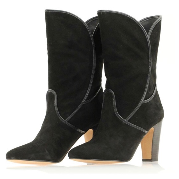 NEW IN BOX ROSEGOLD BLACK BOOTS SUEDE LEATHER - Picture 3 of 6